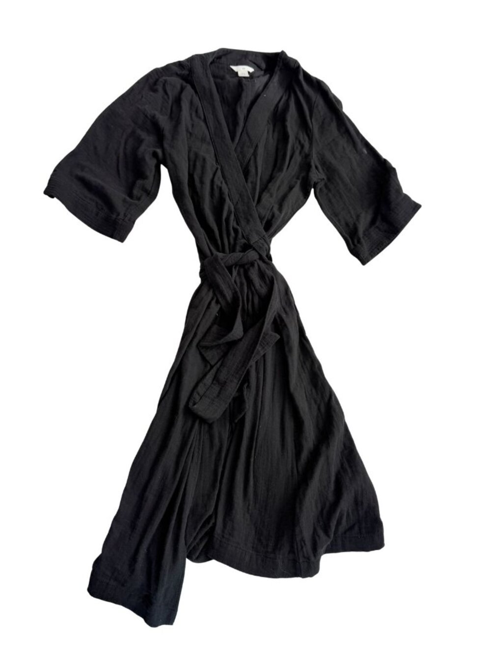 H&M Gauzy Cotton Wrap Dress Sz XS Black